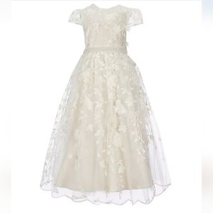 Chantilly Place Girls Cap Sleeve Floral Gown